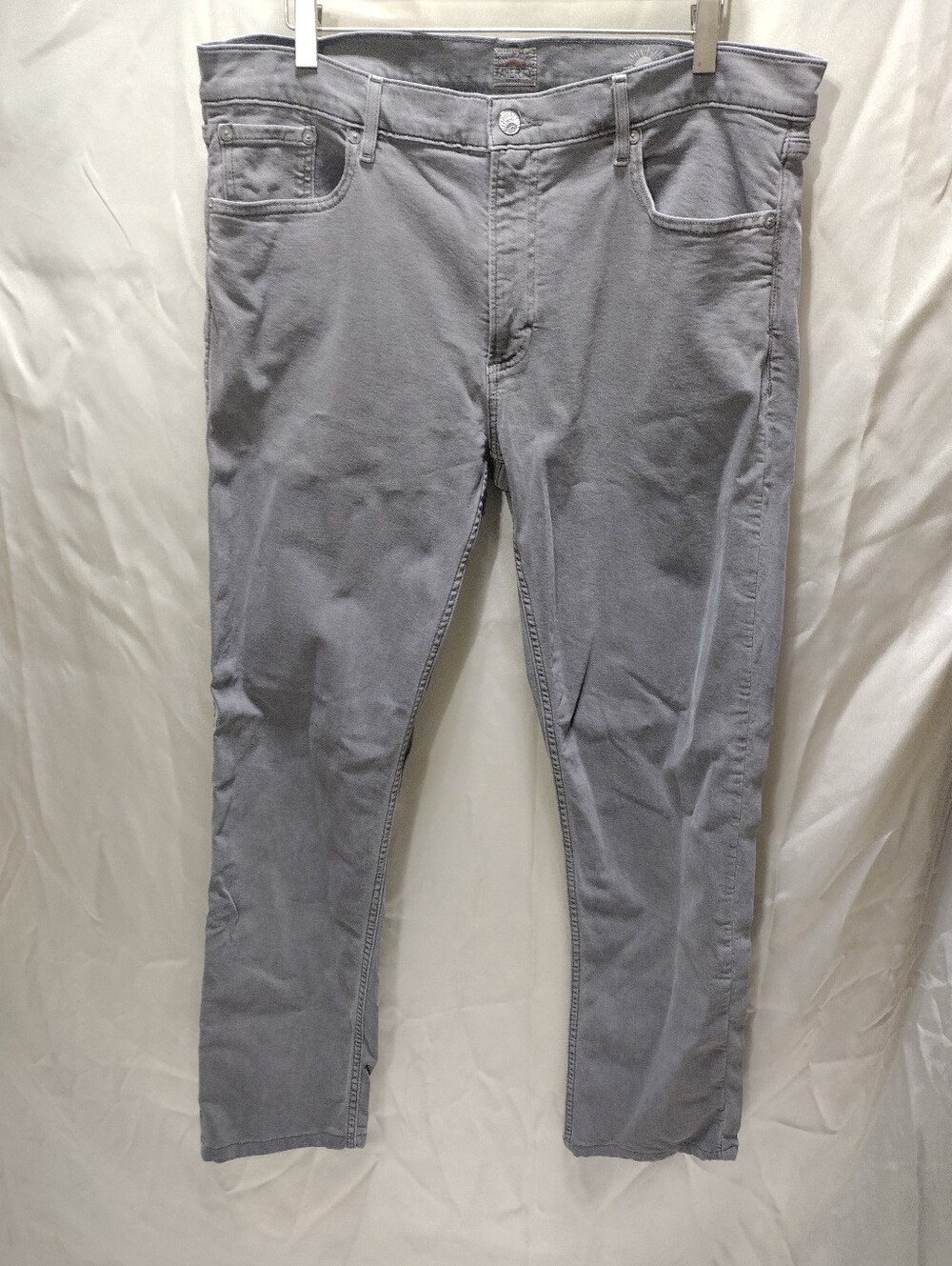 Faherty Jeans Mens 36 Stretch Terry 5 Pocket Gray Regular Straight Denim Pants